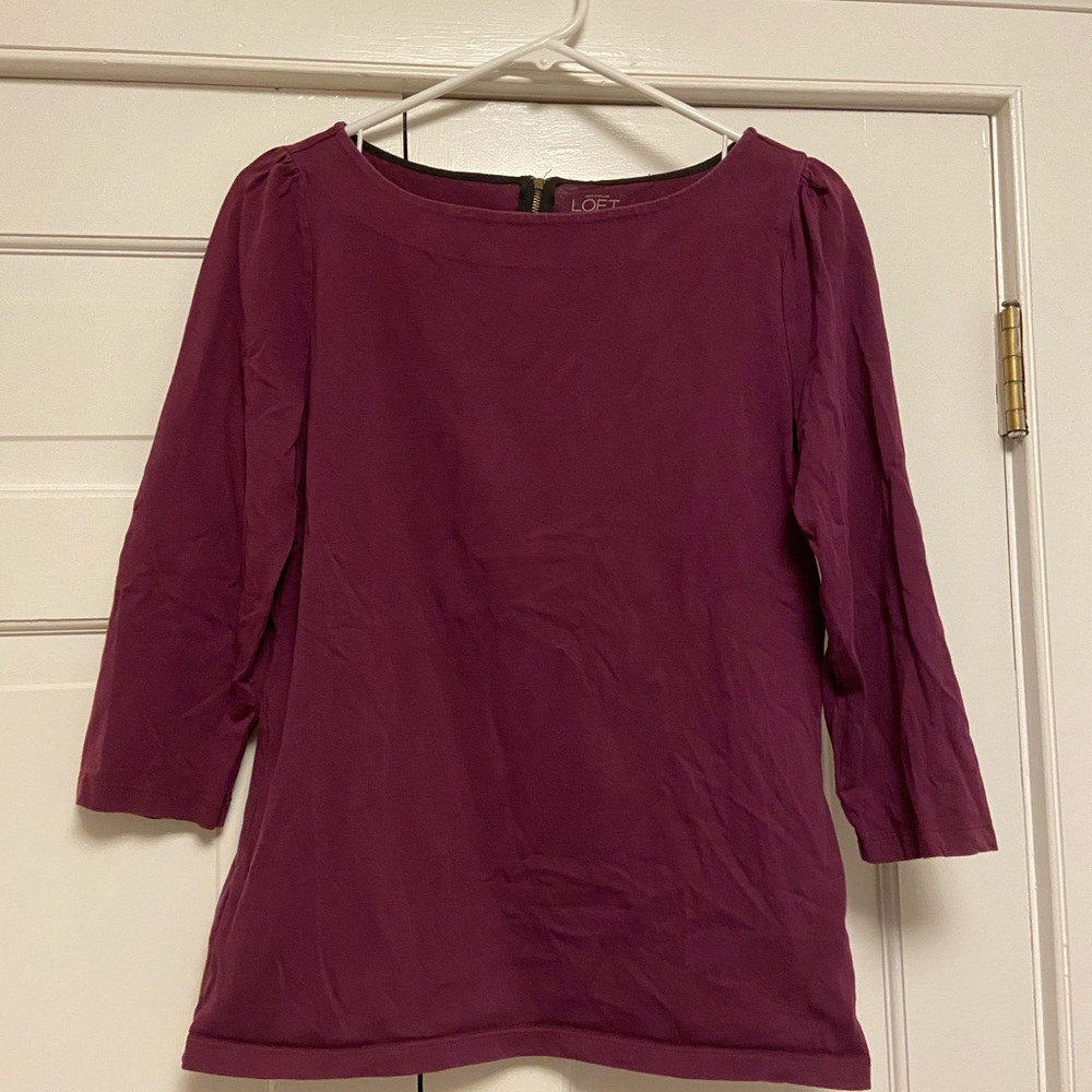 Loft purple long sleeve blouse, M